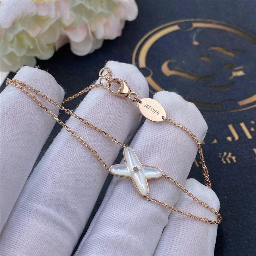 [⭐Seralia]JEUX BRACELET WHITE MOP PINK GOLD 1 DIAMOND