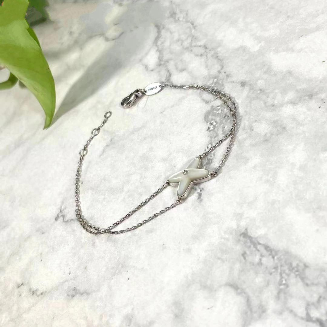 [⭐Seralia]JEUX BRACELET WHITE MOP SILVER 1 DIAMOND