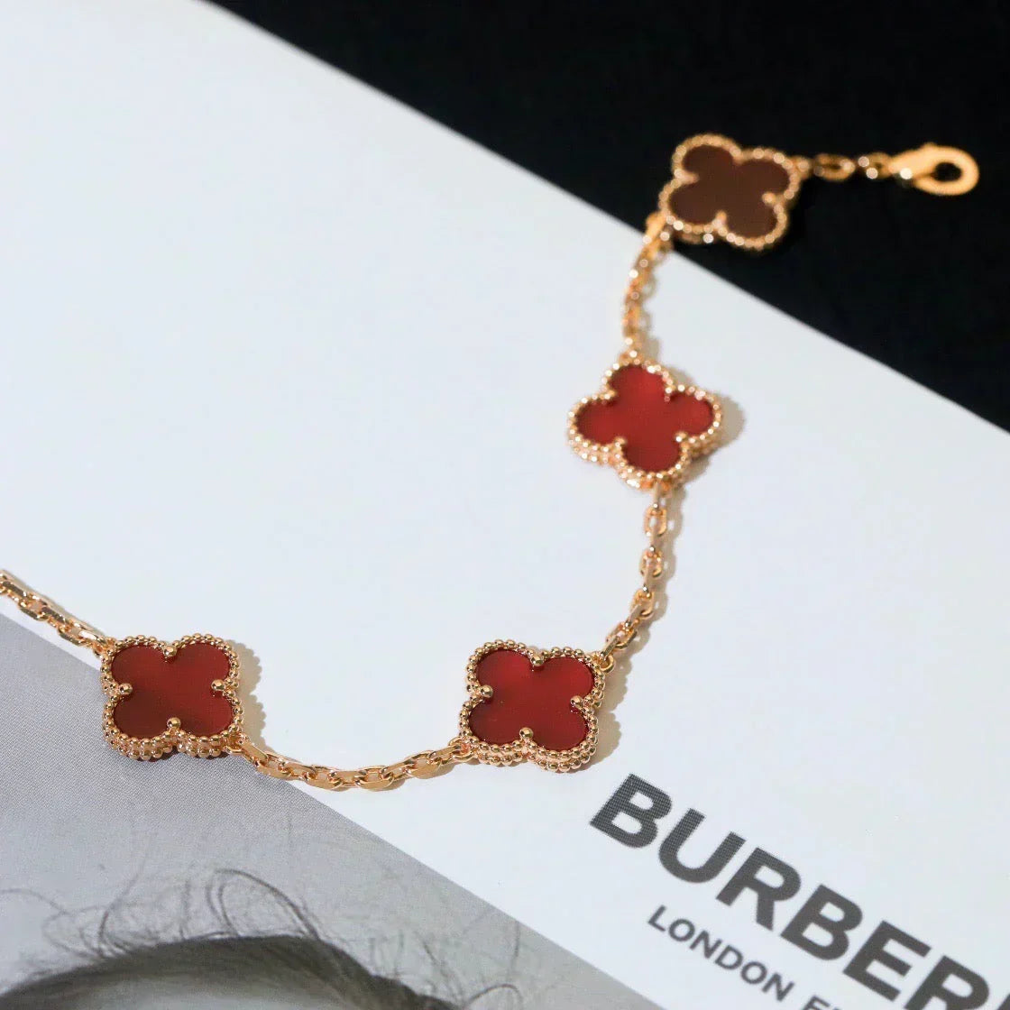 [⭐Seralia] CLOVER 5 MOTIF RED CORNELIAN BRACELET COLLECTION