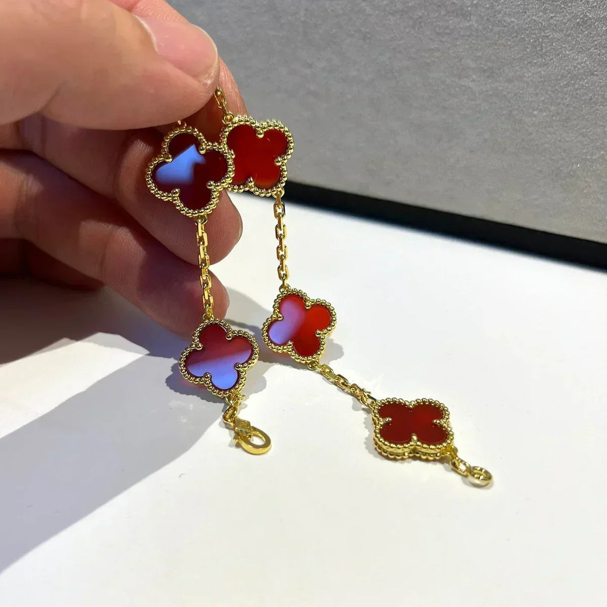 [⭐Seralia] CLOVER 5 MOTIF RED CORNELIAN BRACELET COLLECTION