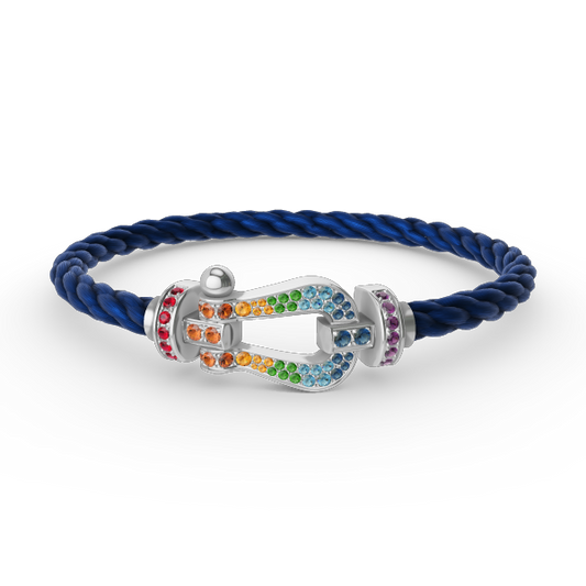 [⭐Seralia]FORC LARGE HORSESHOE  COLORED DIAMOND BRACELET SILVER