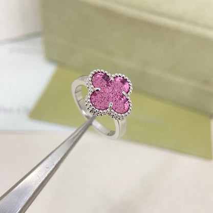 [⭐Seralia]NEW ROSE QUARTZ FOUR-LEAF CLOVER RING