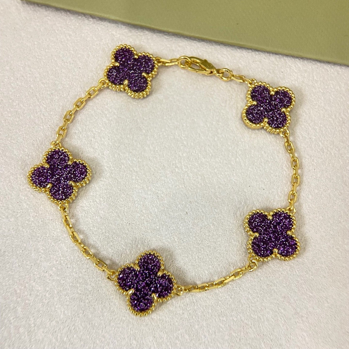 [⭐Seralia]NEW PURPLE SAND-GOLD FOUR-LEAF CLOVER 5-FLOWER BRACELET