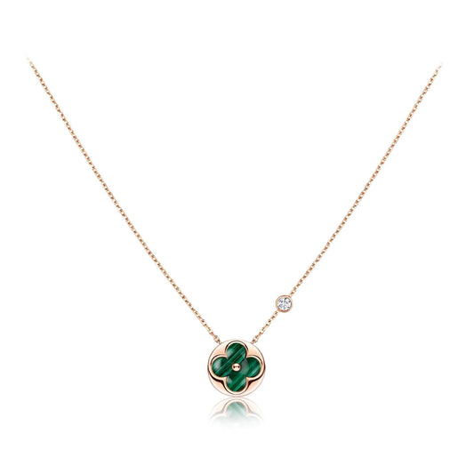 [⭐Seralia]SUN PEDANT PINK GOLD 1 DIAMOND NECKLACE