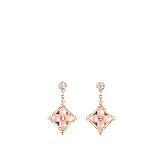 [⭐Seralia]DOUBLE STAR PINK GOLD MOP DROP EARRINGS