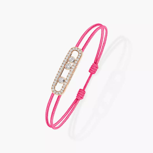 [⭐Seralia]Messika Care(s) pink cord pavé bracelet