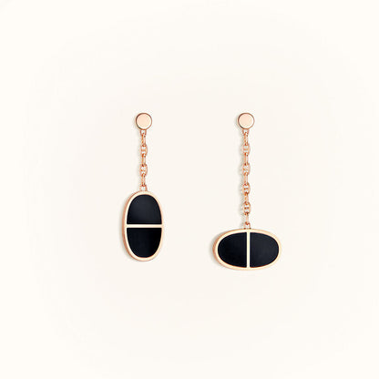 [⭐Seralia]CHAINE VERSO BLACK CERAMIC EARRINGS