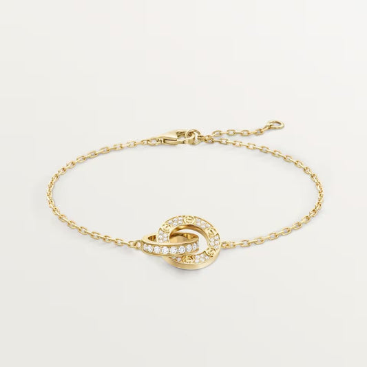 [⭐Seralia]LOVE DOUBLE RING FULL DIAMOND BRACELET