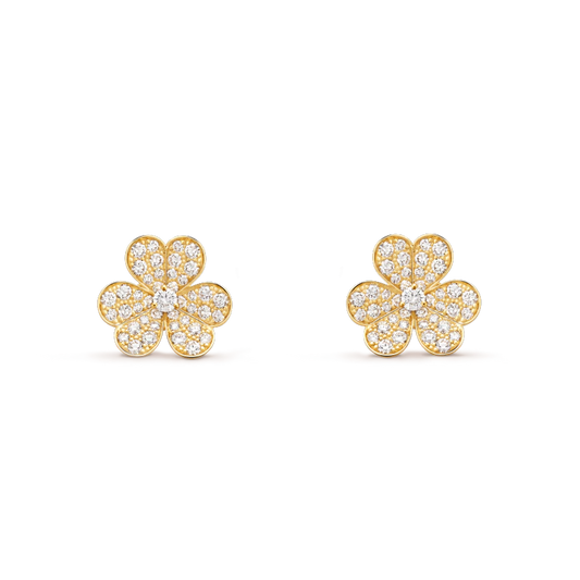 [⭐Seralia]FRIVOLE GOLD FLOWER DIAMOND EARRINGS