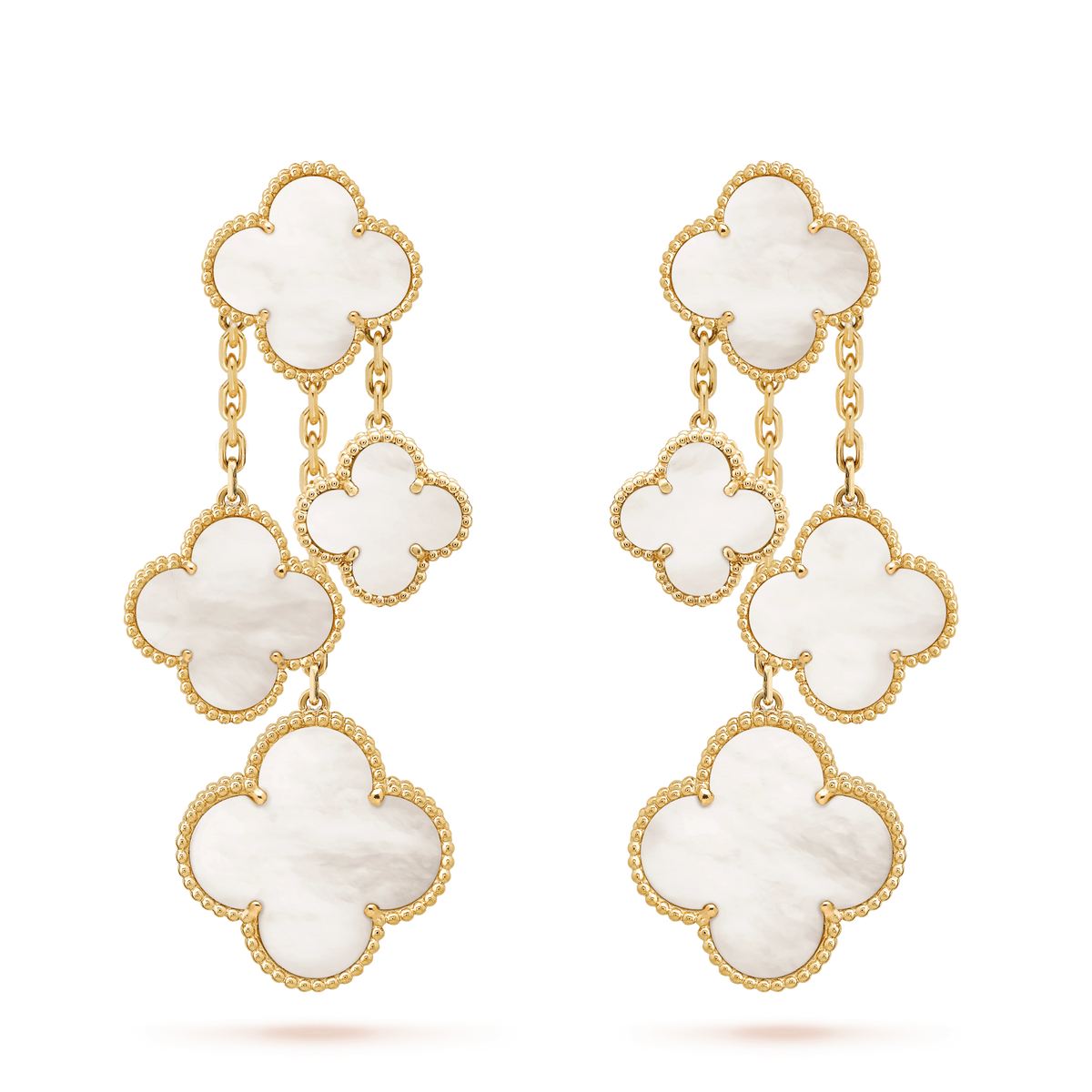 [⭐Seralia]CLOVER EARRINGS WHITE MOP 4 MOTIFS GOLD