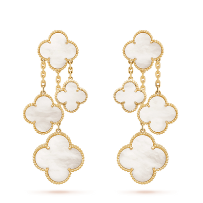[⭐Seralia]CLOVER EARRINGS WHITE MOP 4 MOTIFS GOLD