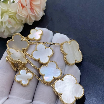[⭐Seralia]CLOVER EARRINGS WHITE MOP 4 MOTIFS GOLD