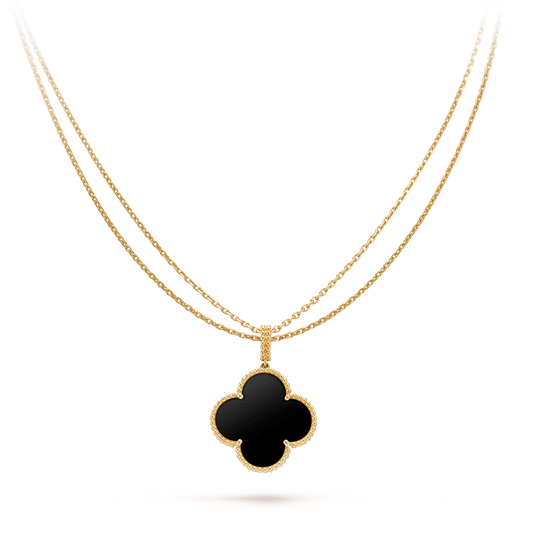 [⭐Seralia]CLOVER 25MM GOLD ONYX BIG CLOVER NECKLACE