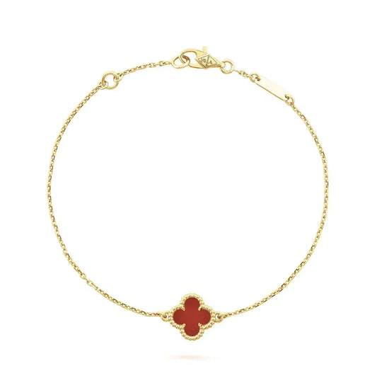[⭐Seralia]CLOVER  CARNELIAN SINGLE FLOWER BRACELET