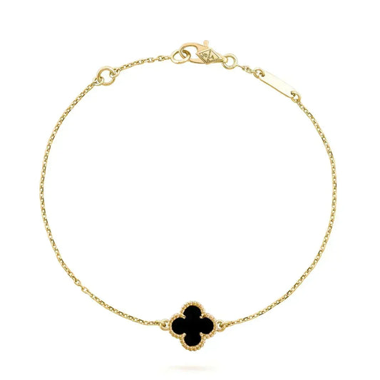 [⭐Seralia]CLOVER ONYX SINGLE FLOWER BRACELET